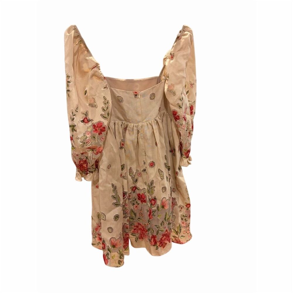Storia Floral Embroidered Mini Dress - Cream and Pink - Picture 4 of 6